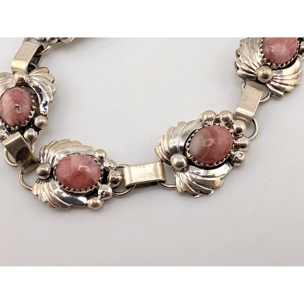 Handmade Navajo Natural‎ Wreath Rhodochrosite Stone Bracelet Fits 8-9.5 in. **